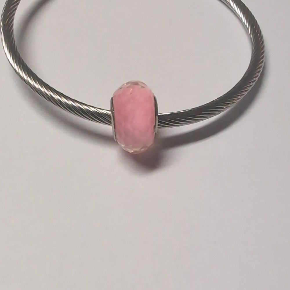 Bubble Gum Pink Faceted Charm for Pandora Style Bracelet
